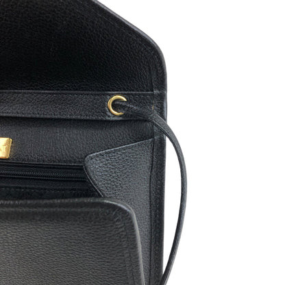 Yves Saint Laurent YSL Logo Shoulder bag Black Vintage hmype4