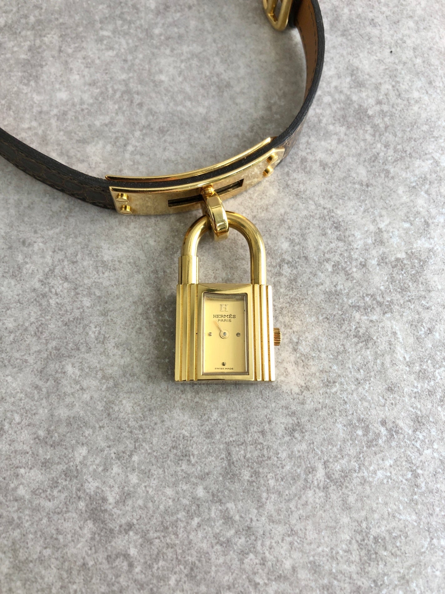HERMES Watch Brown Vintage ih5tvr