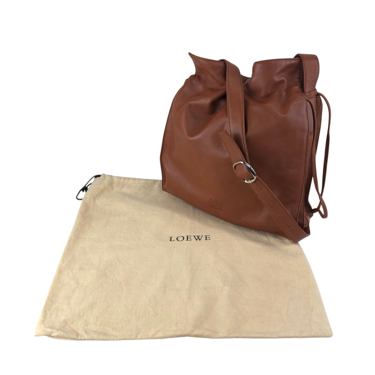 LOEWE Anagram Drawstring Shoulder bag Brown Vintage pyzej6