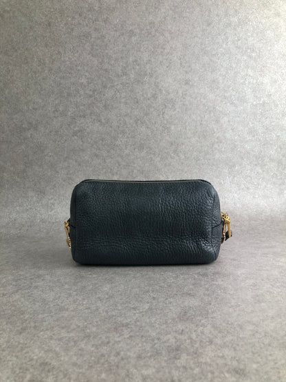 PRADA Logo Small Chain Handbag Navy Vintage vycuvh