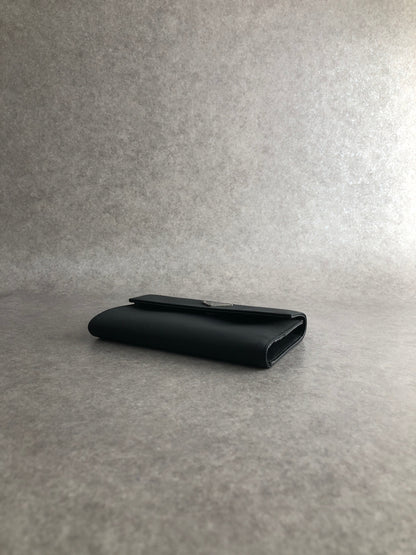 PRADA Tessuto Triangle Logo Trifold Wallet Black Vintage yyjymp