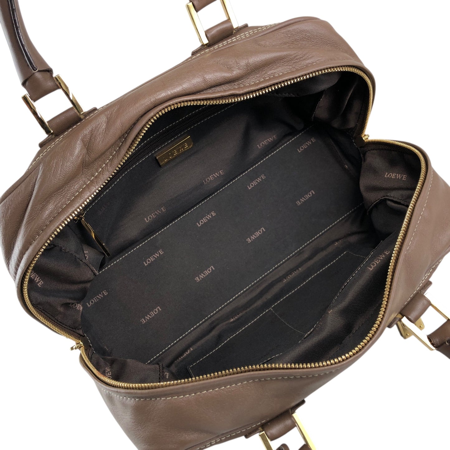 LOEWE Amazona Small Boston bag Handbag Brown Vintage irfyjk