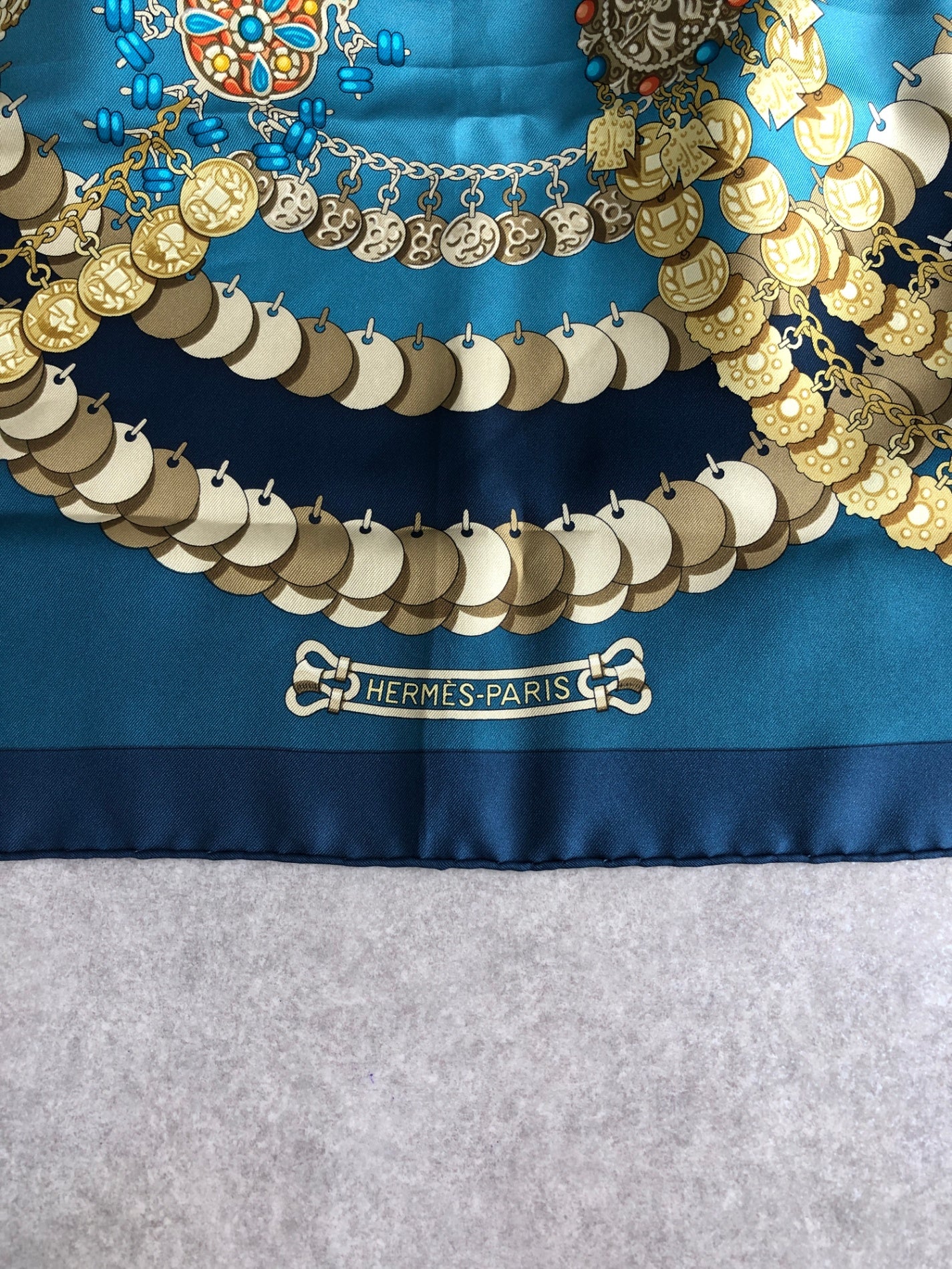 HERMES SILK Scarf Blue KOSMIMA Vintage ssprs2
