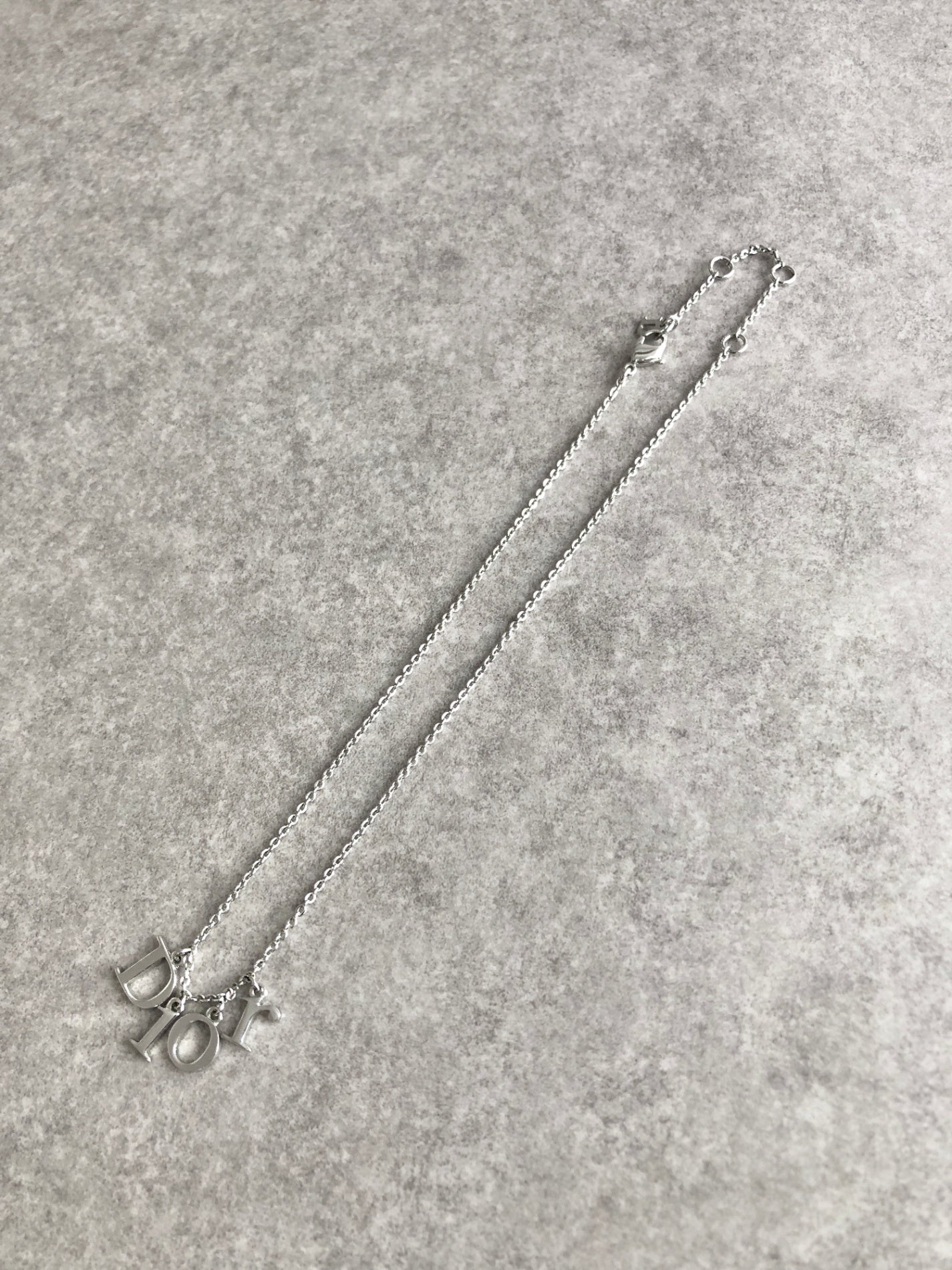 Christian Dior Logo Charm Necklace Silver Vintage fpf7en