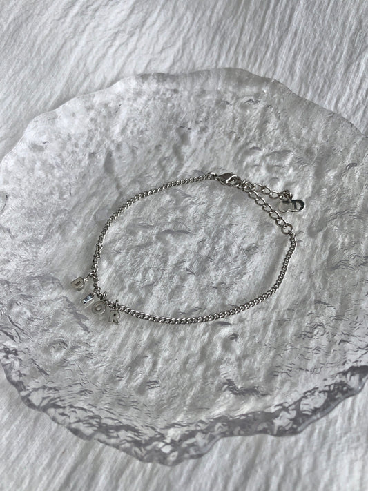 Christian Dior Logo Motif Bracelet Silver Vintage iwy7ym