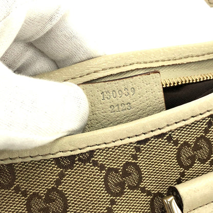 GUCCI GG Canvas Abbey Canvas Leather Handbag Hobobag Beige Vintage 2eihjw