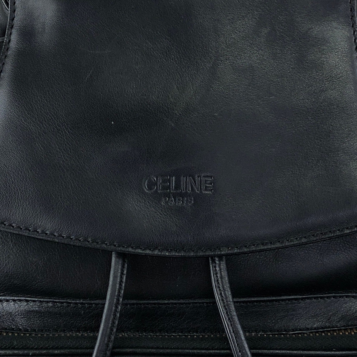 CELINE Starball Logo Embossed Backpack Black Vintage 66agh7