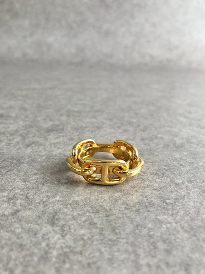 HERMES Chaine d'ancre Scarf Ring Gold Vintage uzcr5g