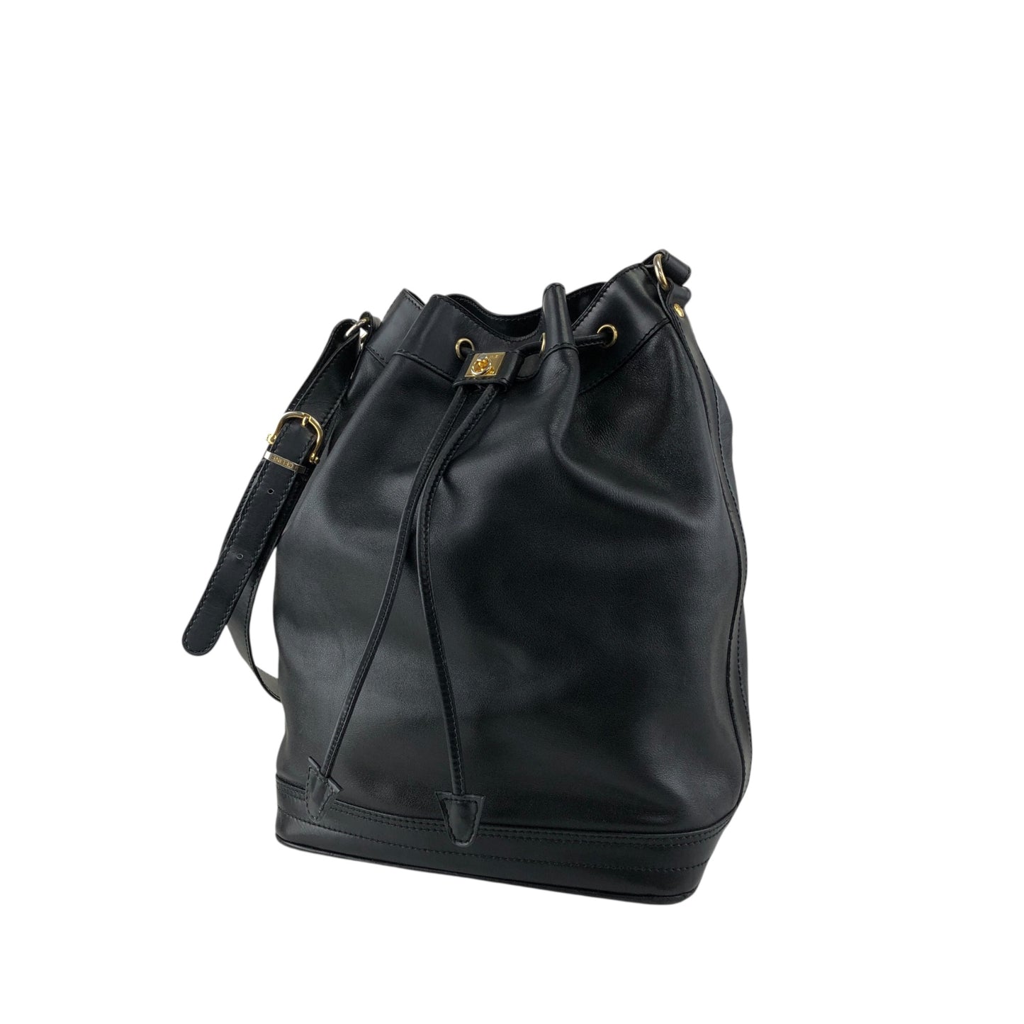 CELINE GancinivDrawstring Shoulder bag Black Vintage z78ygt