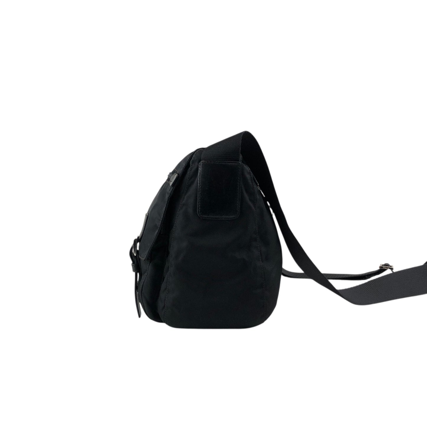 PRADA Tessueto Triangle Logo Shoulder bag Black Vintag vii5a2