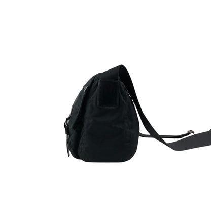 PRADA Tessueto Triangle Logo Shoulder bag Black Vintag vii5a2