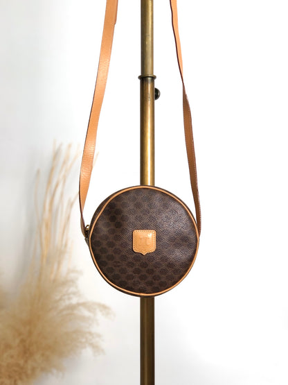 CELINE Macadam Blason Round Shoulder bag Brown Vintage teecbu