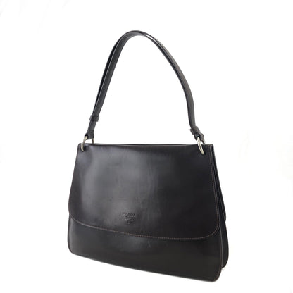 PRADA Logo Double Face Leather Handbag Brown Vintage twseze