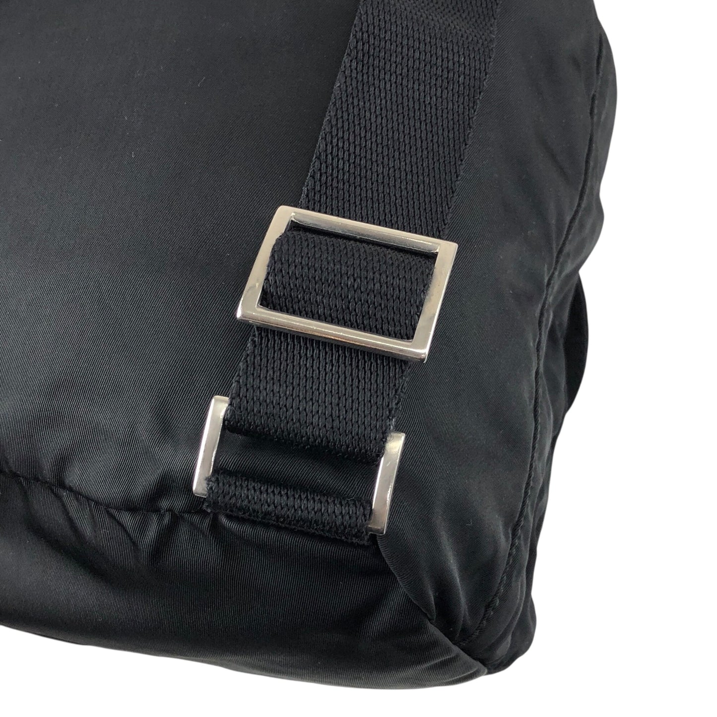 PRADA Tessuto Triangle Logo Double Pocket Backpack Black Vintage najw37