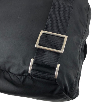 PRADA Tessuto Triangle Logo Double Pocket Backpack Black Vintage najw37