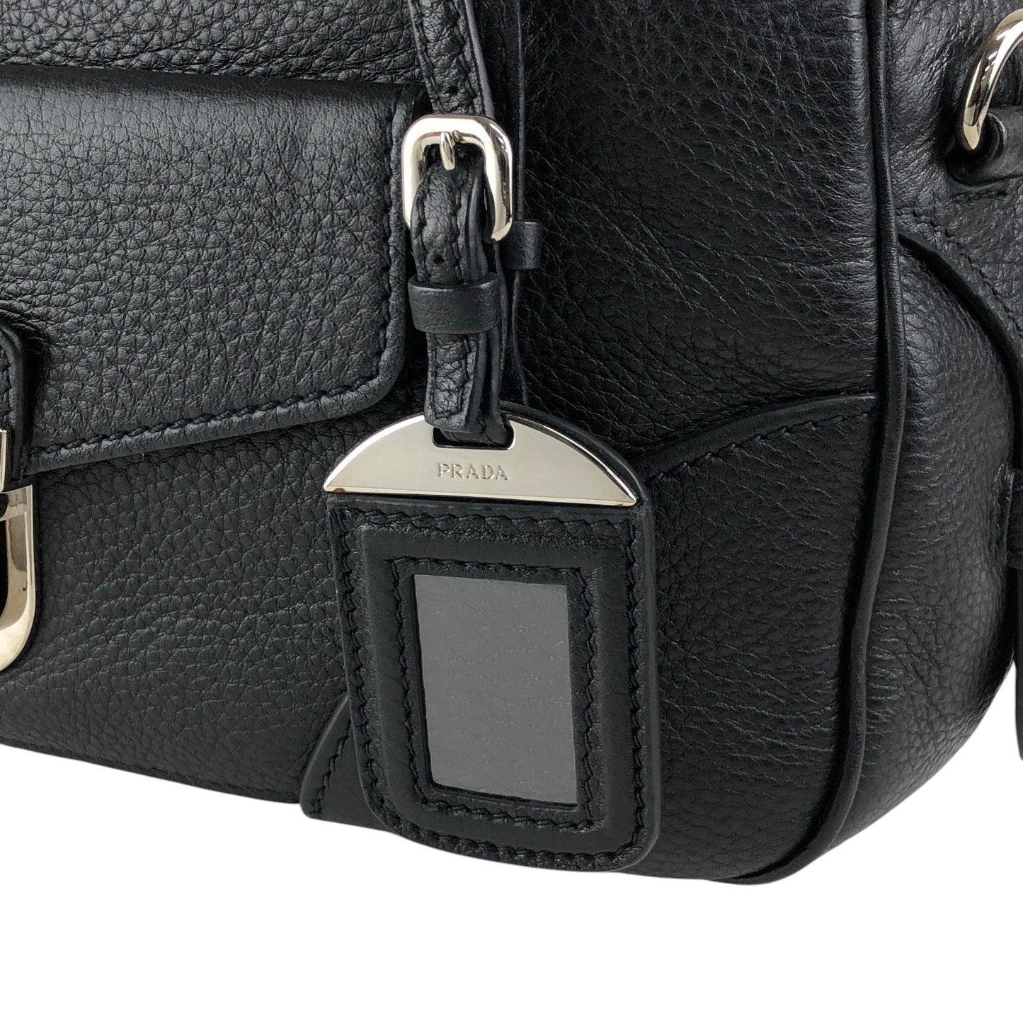 PRADA Logo Two-way Small Boston bag Shoulder bag Black Vintage 6yvxeb