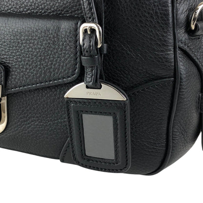 PRADA Logo Two-way Small Boston bag Shoulder bag Black Vintage 6yvxeb