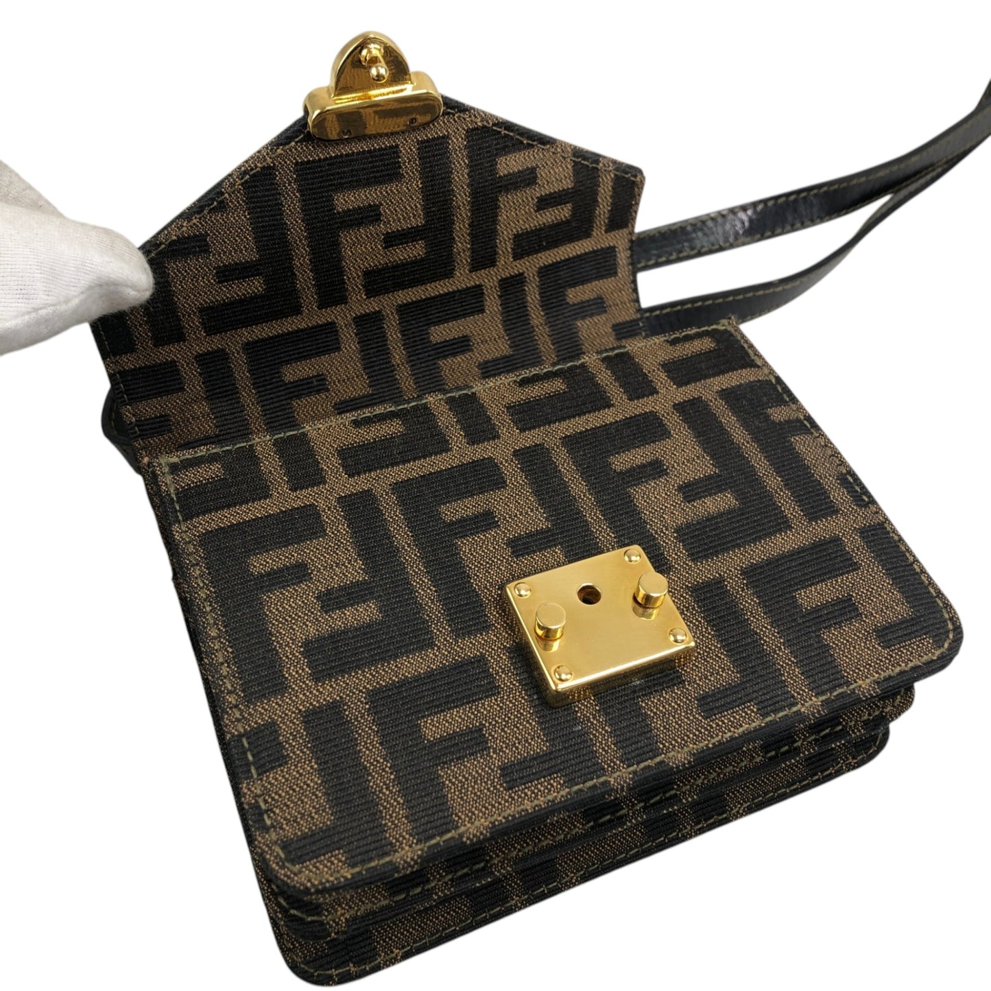 FENDI Zucca Lock Shoulder bag Brown Vintage mbiimu