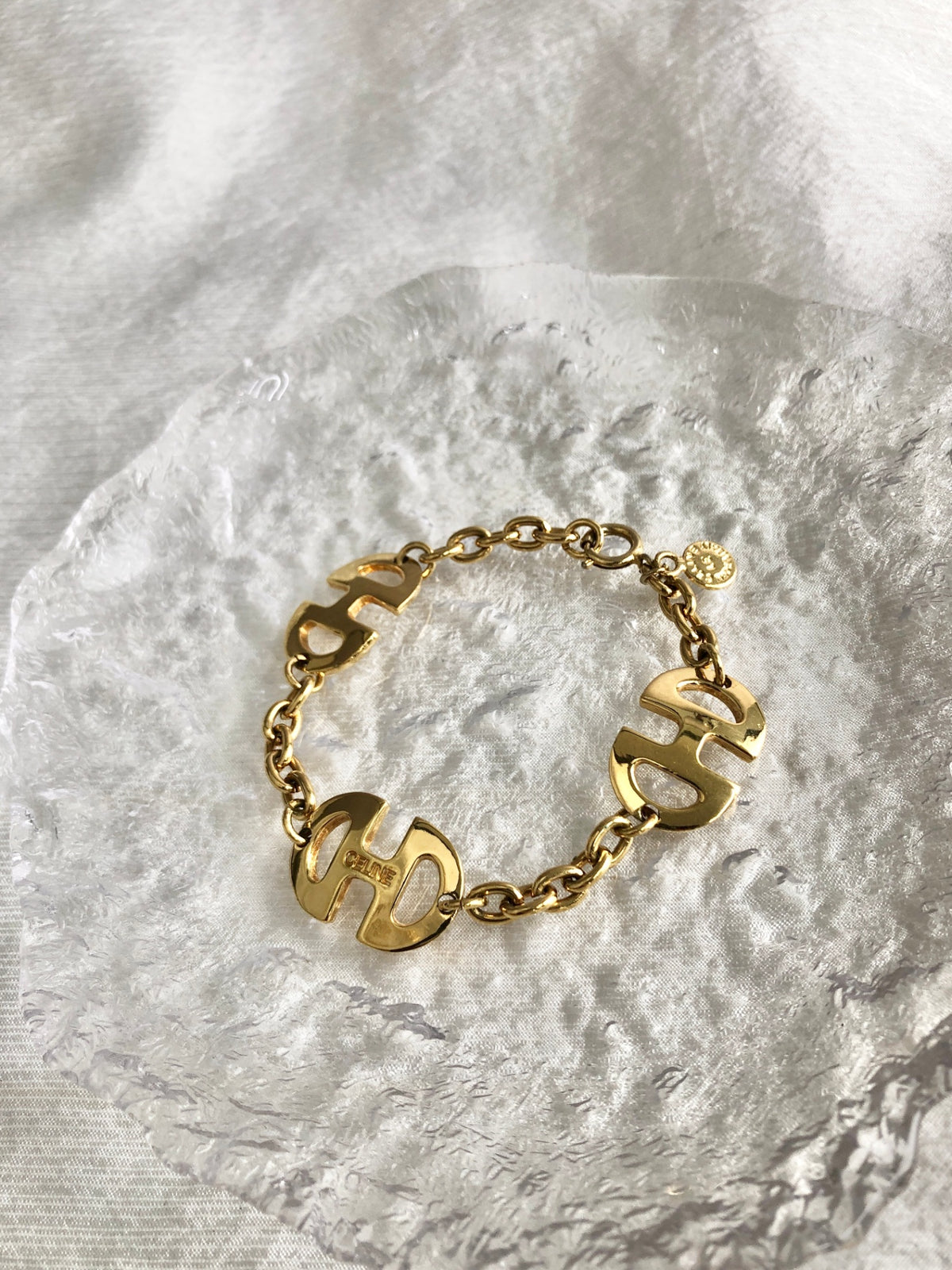 CELINE Horse Bit Bracelet Gold Vintage jccjt6