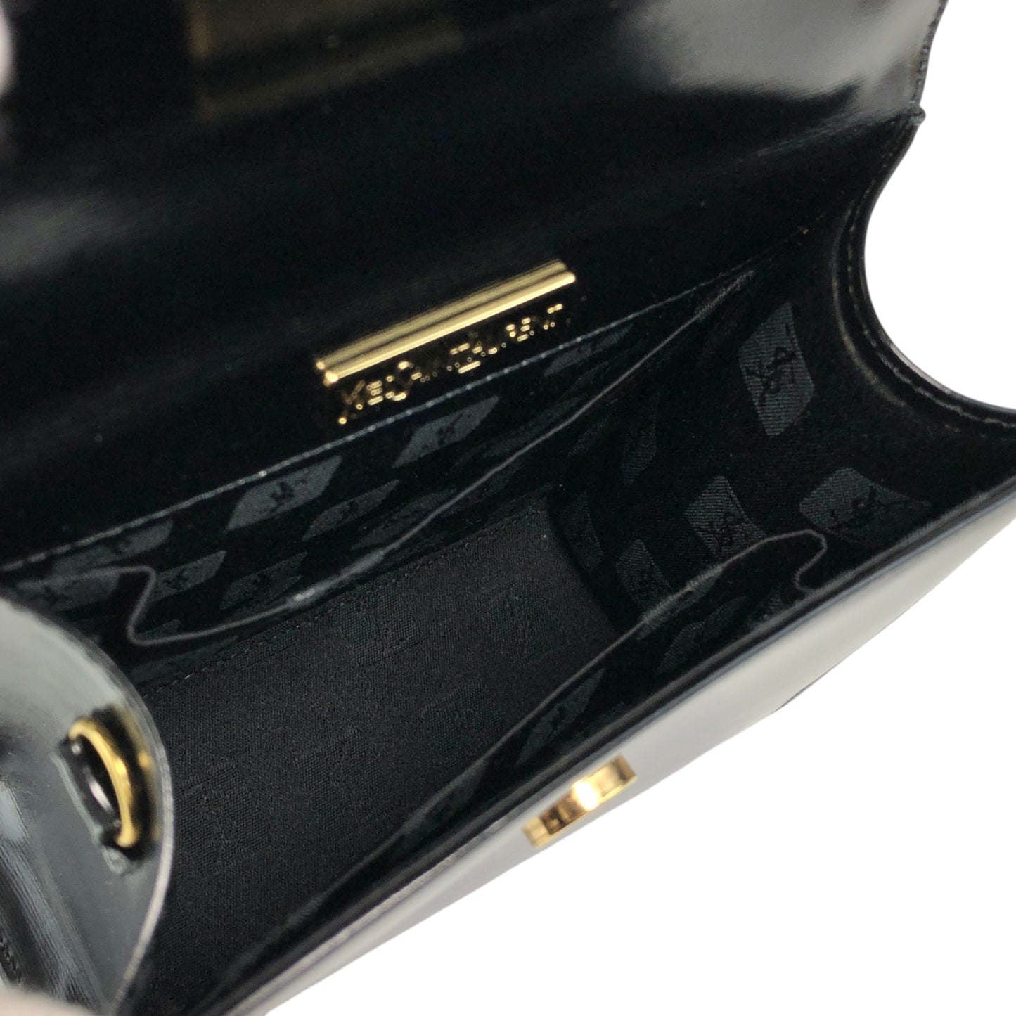 Yves Saint Laurent YSL Logo Charm Two-way Handbag Shoulder bag Black Vintage gmjhfk