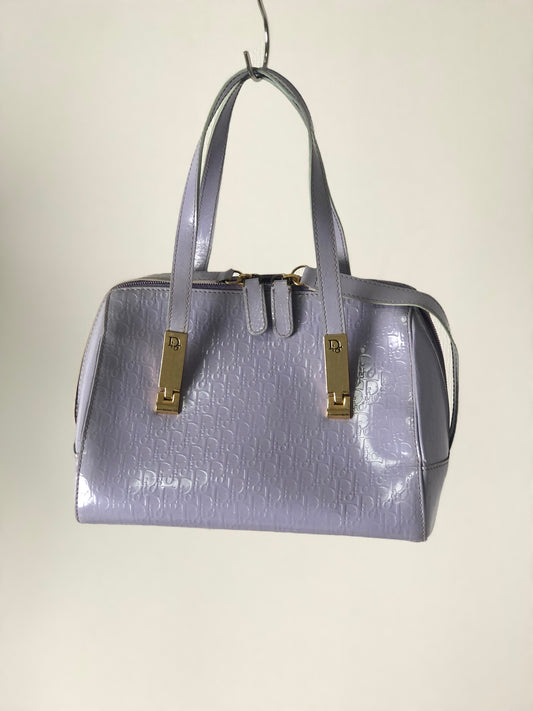Christian Dior Trotter Logo Patent Leather Small Boston bag Purple Vintage dbeeg4