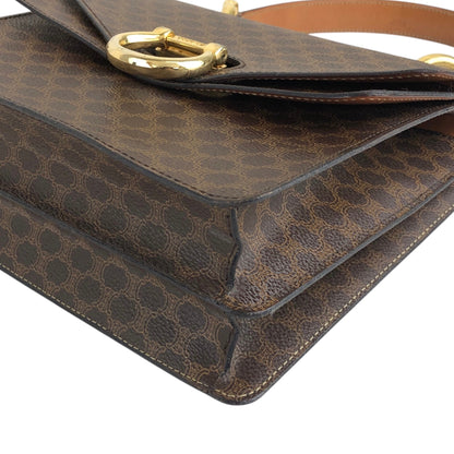 CELINE Macadam Horse Bit Double Flap Top Handle Handbag Brown Vintage 6caaii