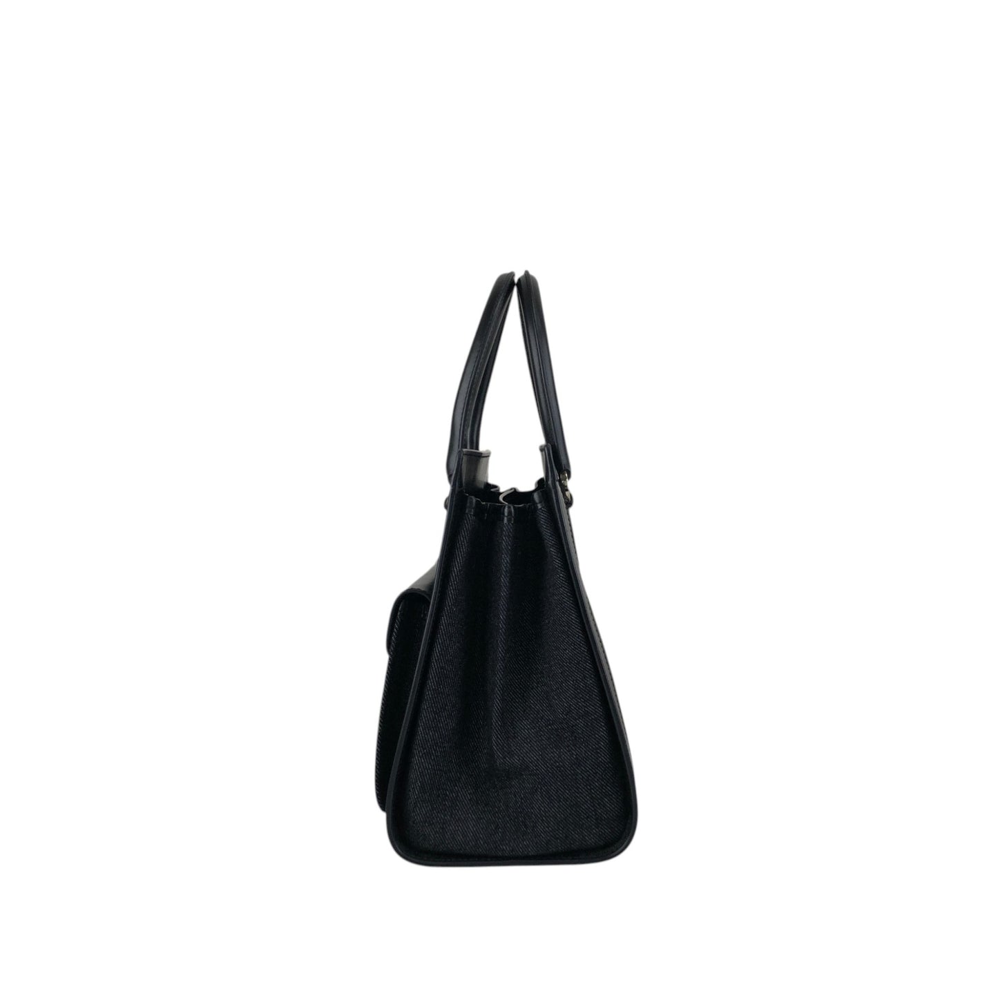 Christian Dior Logo Handbag Black,Indigo Canvas Denim Vintage 554rfk