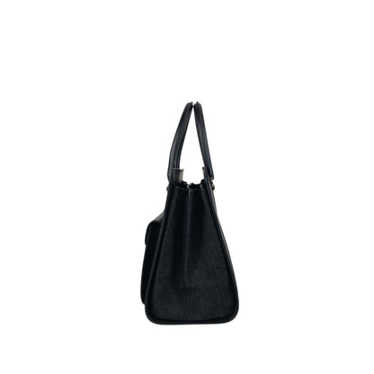 Christian Dior Logo Handbag Black,Indigo Canvas Denim Vintage 554rfk