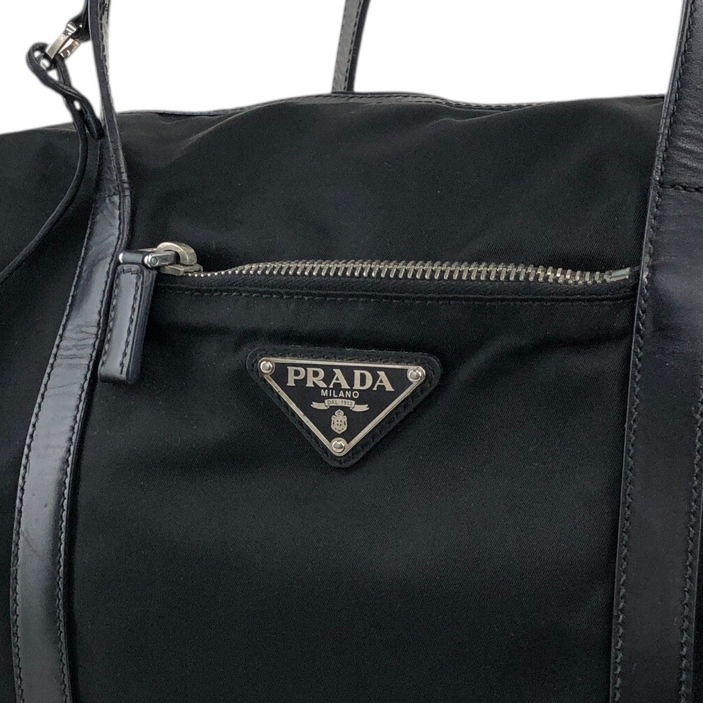 PRADA Tessuto Triangle Logo Padlock Totebag Black Vintage cfbs7r