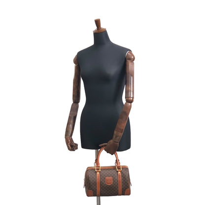 CELINE Macadam Blason Handbag Small Boston bag Brown Vintage dujsu6