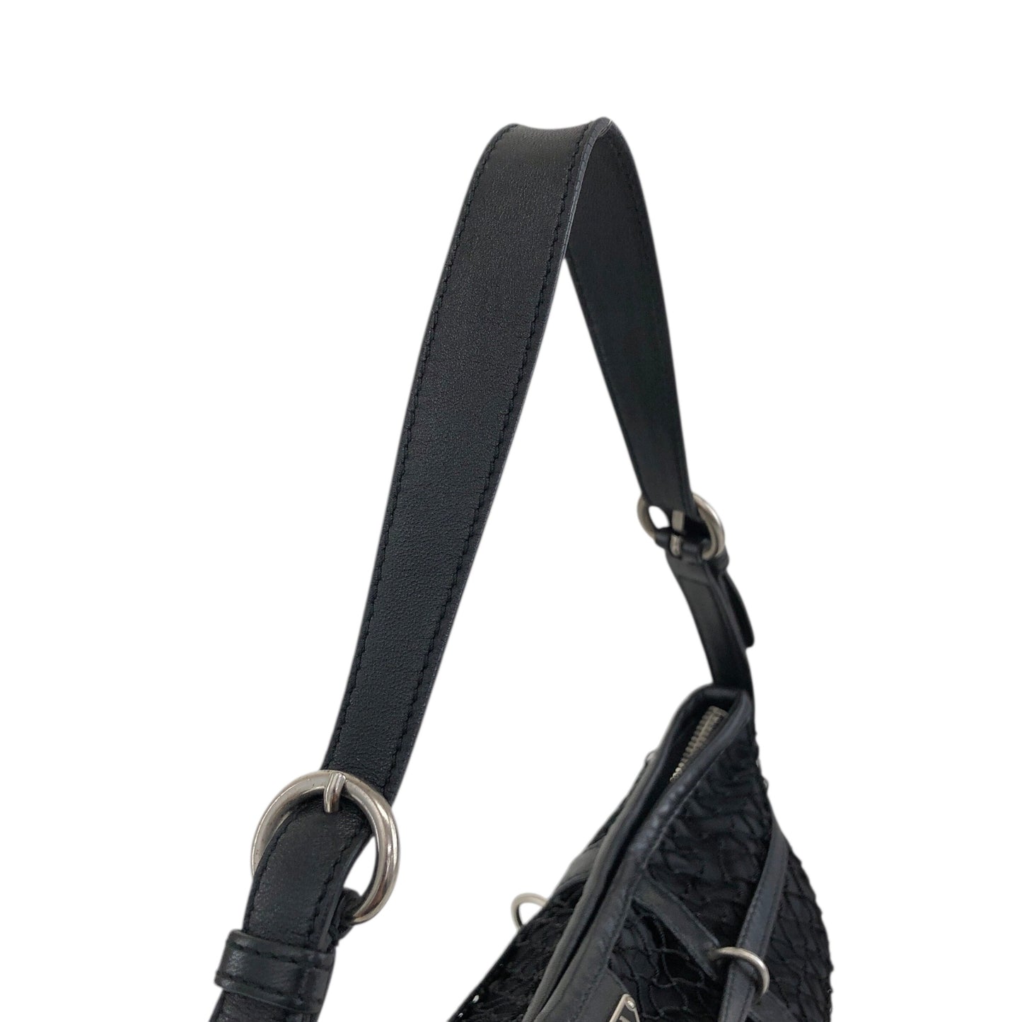 PRADA Tessuto Triangle Logo Shoulder bag Black Vintage 7hmnip