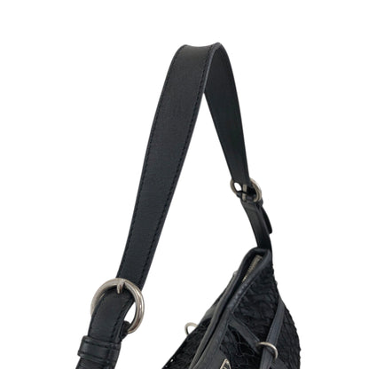 PRADA Tessuto Triangle Logo Shoulder bag Black Vintage 7hmnip