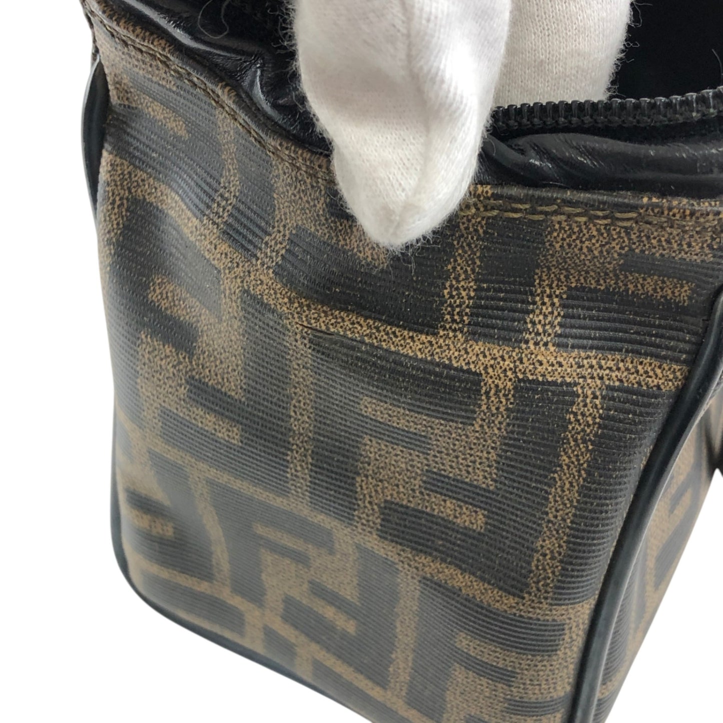 FENDI Zucca Logo Two-way Small Boston bag Shoulder bag Black Vintage v4wjj7