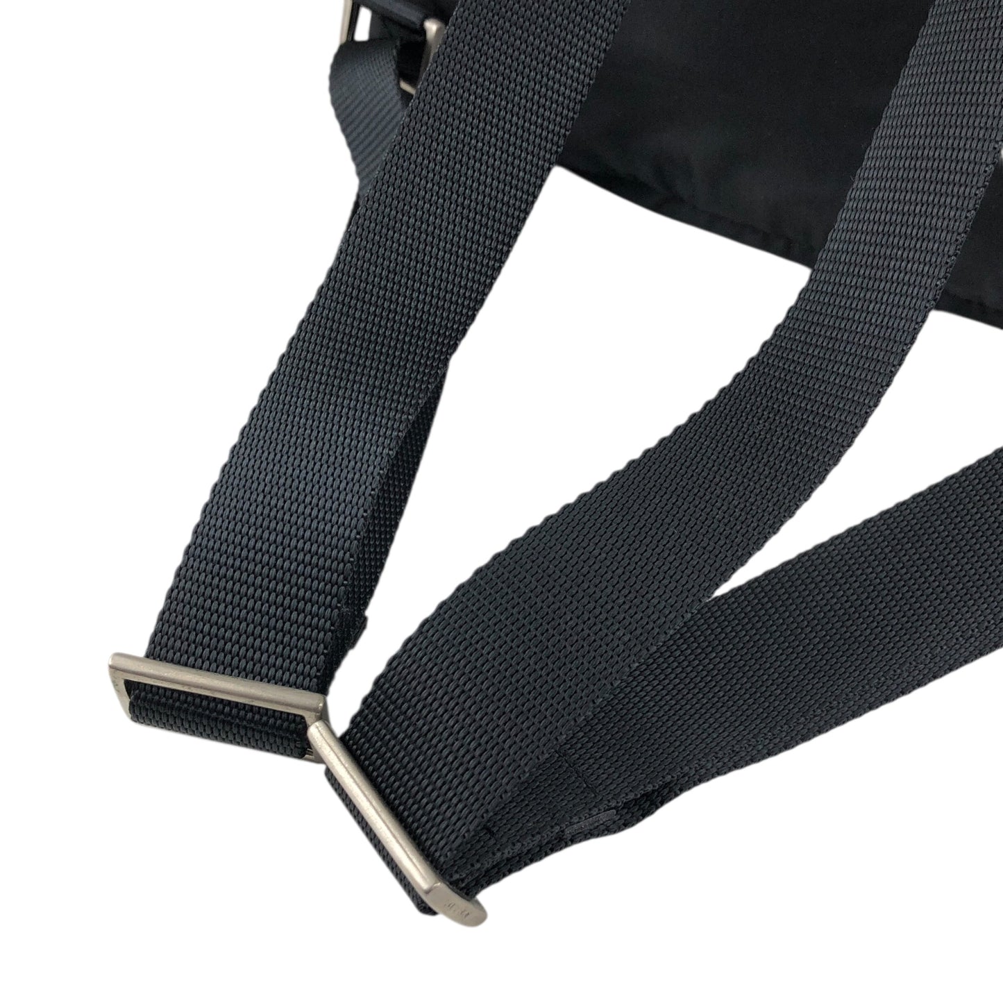 PRADA Tessuto Triangle Logo Front Buckle Backpack Black Vintage ku8tbi