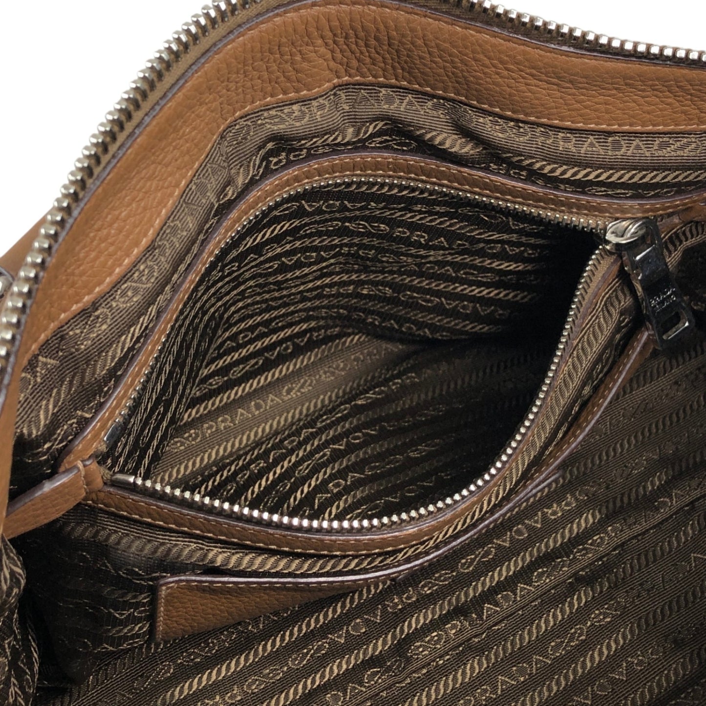 PRADA VITELLO PHENIX Two-way Handbag Shoulder bag Brown BL0805 Vintage 2rpjby