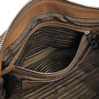 PRADA VITELLO PHENIX Two-way Handbag Shoulder bag Brown BL0805 Vintage 2rpjby