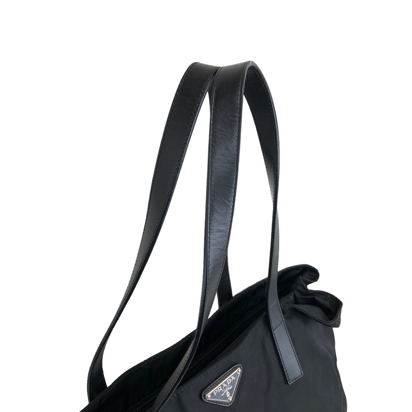 PRADA Triangle Logo Nylon Totebag Black Vintage h38ic3