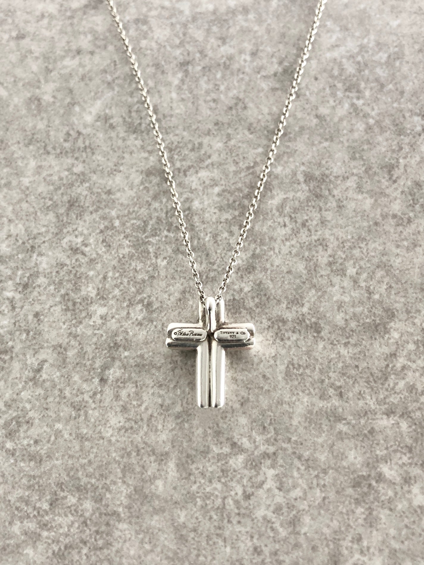 Tiffany & Co. Cross Motif SILVER925 Necklace Silver Vintage k35ft3