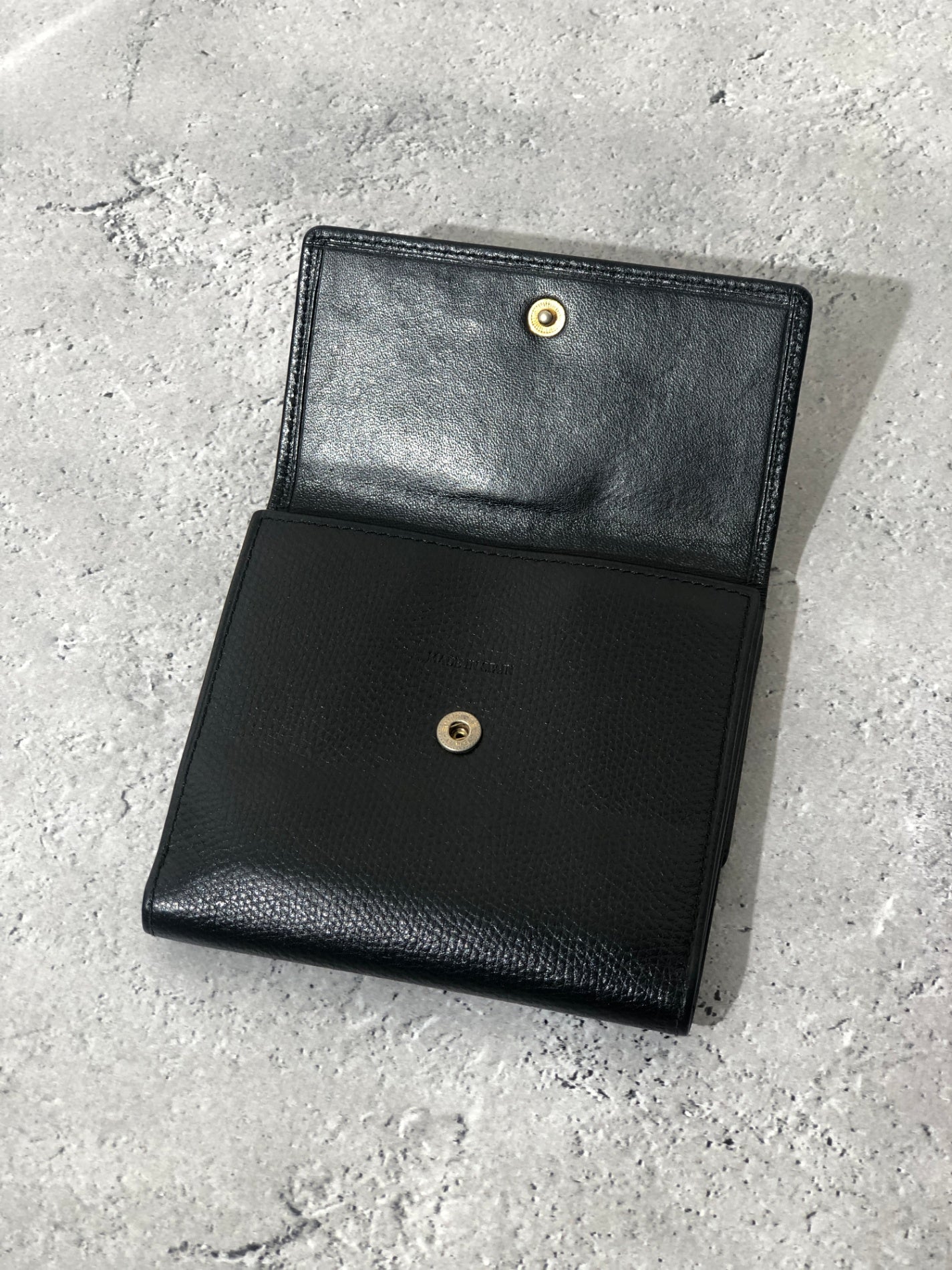 LOEWE Anagram Logo Leather Trifold Wallet Black Vintage i27f3r