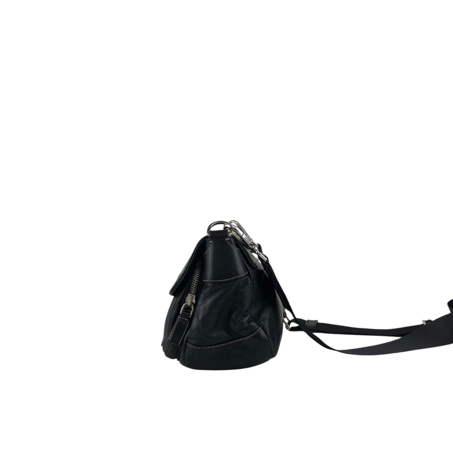 PRADA Triangle Logo Double Pocket Shoulder bag Black Vintage 5hm2yf