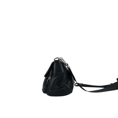 PRADA Triangle Logo Double Pocket Shoulder bag Black Vintage 5hm2yf