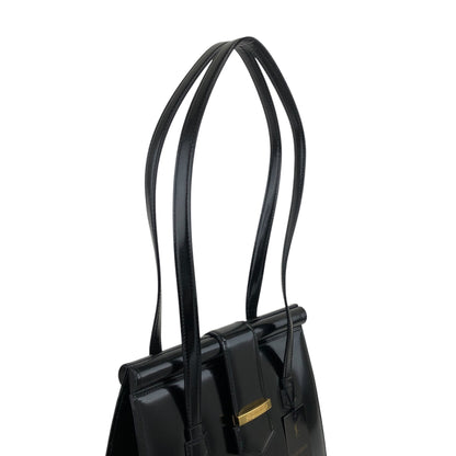 Yves Saint Laurent Logo Handbag Totebag Black Vintage vukaay