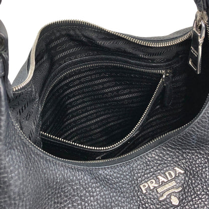 PRADA Logo Shoulder bag Hobobag Black Vintage 53rvk2
