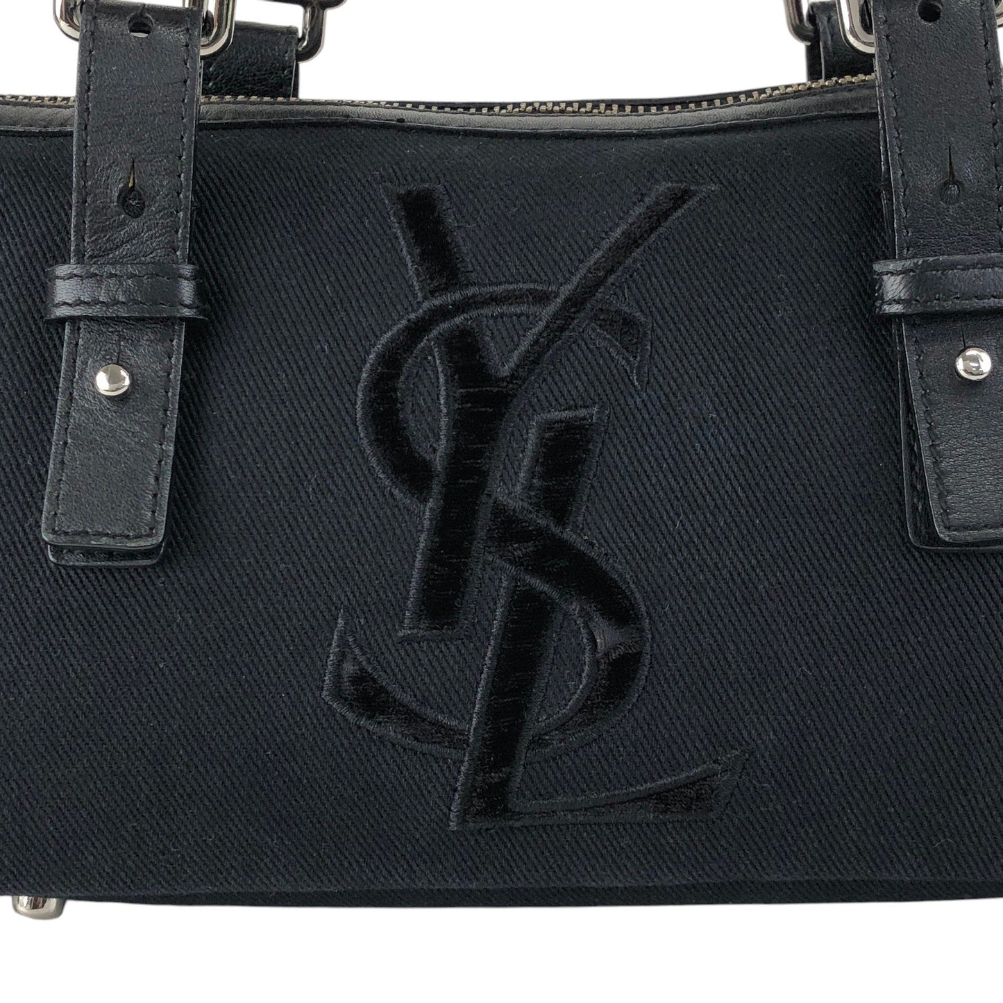 Yves Saint Laurent YSL Logo Handbag Black Vintage p825h3