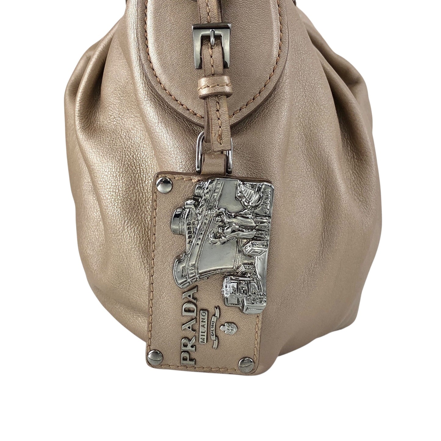 PRADA Logo Shoulder bag Beige Vintage rudk7b