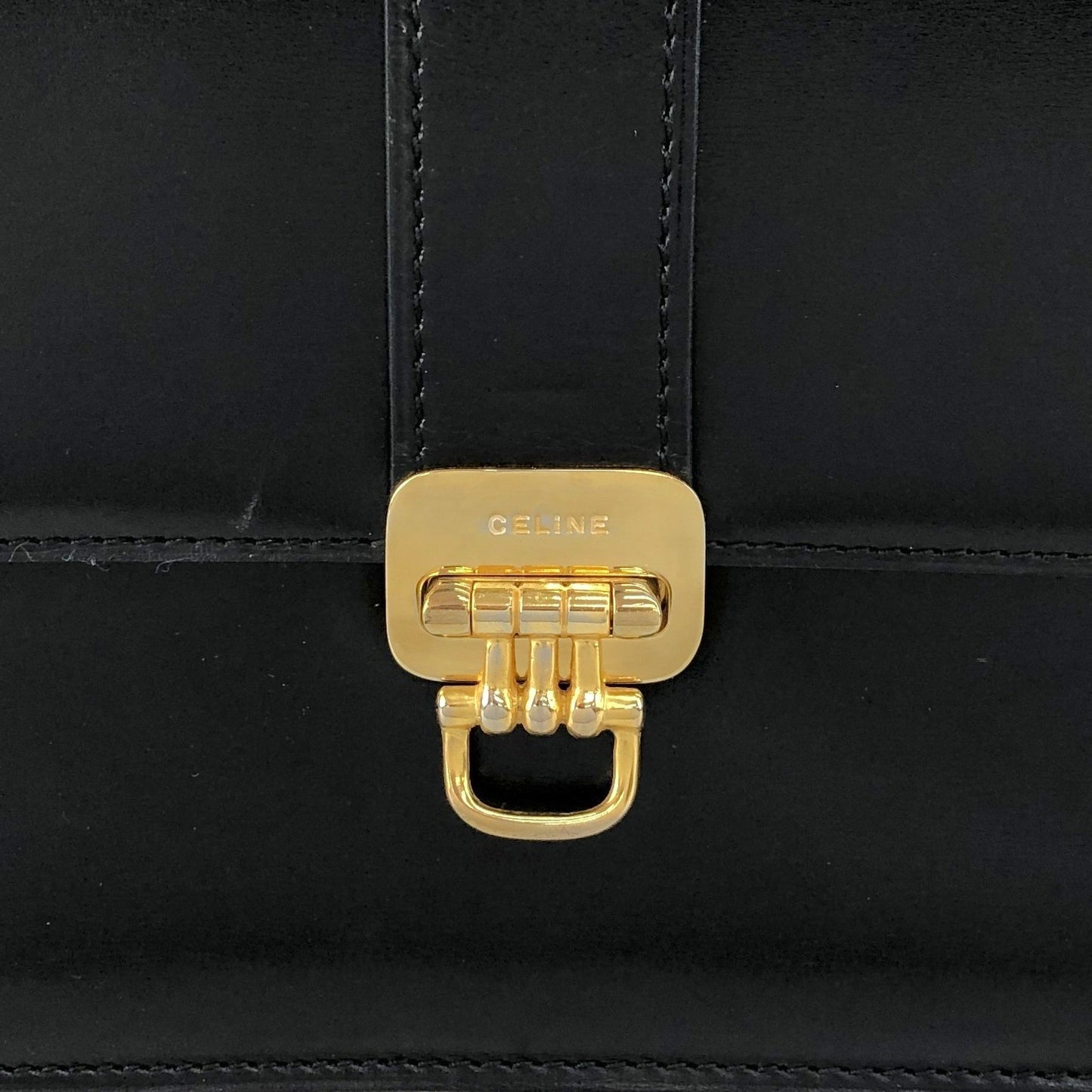 CELINE Horse Bit Shoulder bag Black Vintage 3kmi4e