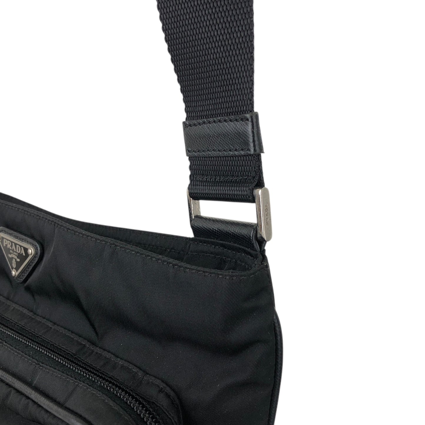 PRADA Triangle Logo Shoulder bag Black Vintage jbnjag