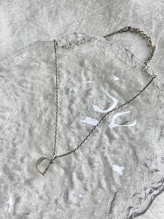 Christian Dior D Motif Necklace Silver Vintage 2nmbuw