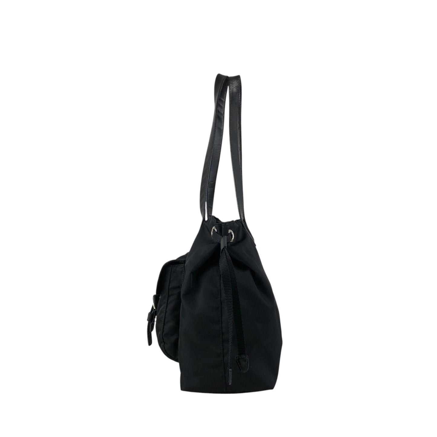 PRADA Tessuto Triangle Logo Double Pocket Totebag Black Vintage bdfpbe