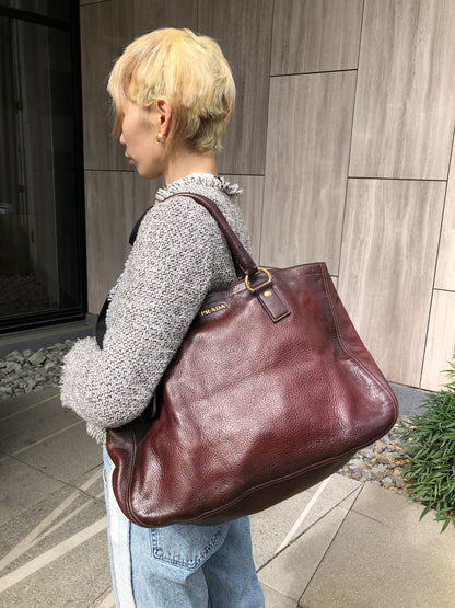 PRADA Logo Two-way Handbag Shoulder bag Brown Vintage ujn2cg